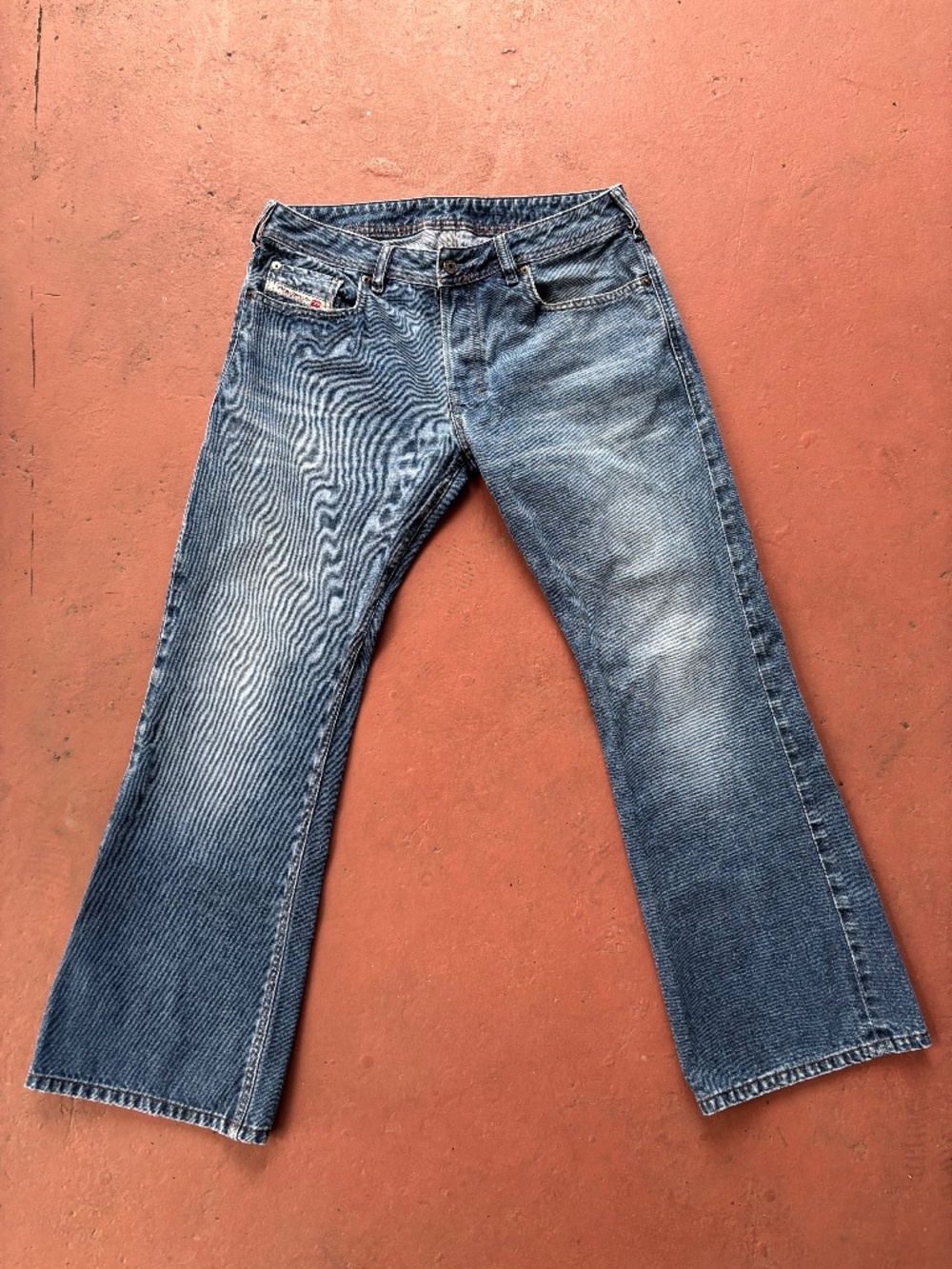 DIESEL ZATHAN 80P Bootcut Jeans Mens 33x30 Vtg y2k Wash Distressed Denim italy